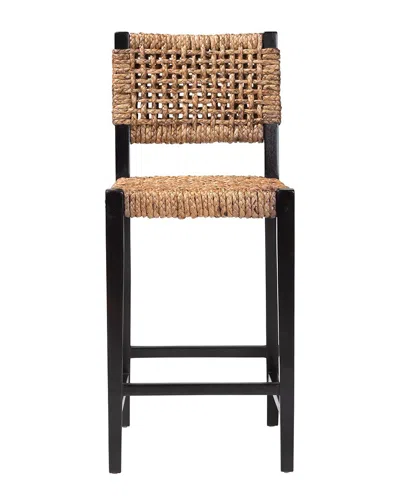 Baxton Studio Alise Handwoven Seagrass Bar Stool With Mahogany Wood Frame In Brown