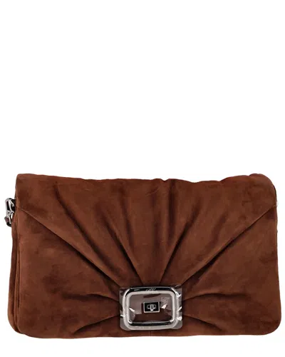 Roger Vivier Viv Choc Large Bag In Brown Suede In Brown