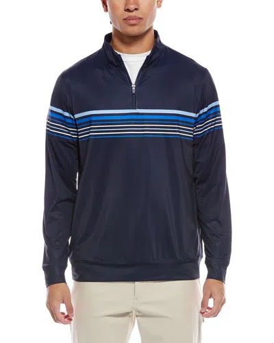 Tailorbyrd Engineered Stripe Performance Quarter-zip Polo In Blue