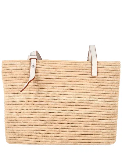 Loewe White Raffia Small Square Basket Tote (authentic Pre-loved) In Neutral