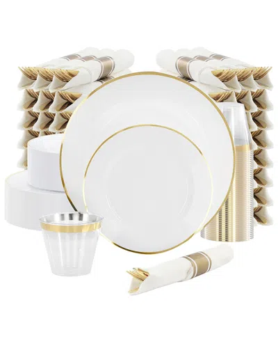 Elama 350 Piece Disposable Plastic Dinnerware Party Set For 50 Guests In White