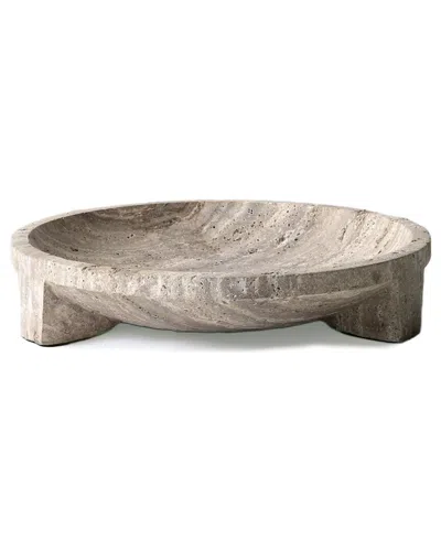 Bidkhome Travertine Bowl Large In Brown