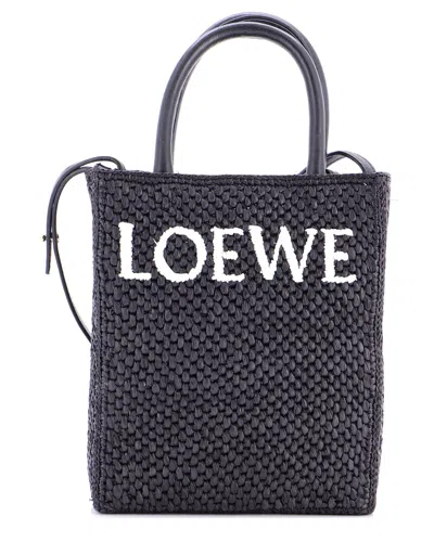Loewe Black Raffia A5 Tote (authentic Pre-loved) In Gray