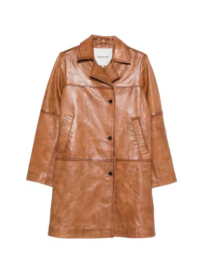 Herskind Shelly Leather Coat In Brown