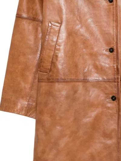 Herskind Shelly Leather Coat In Brown