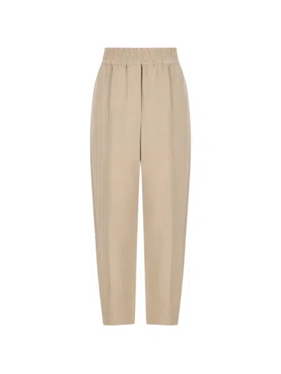 Brunello Cucinelli Linen Blend Trousers Pleated Front Pockets In Neutral