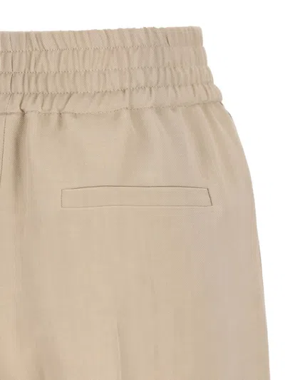 Brunello Cucinelli Linen Blend Trousers Pleated Front Pockets In Neutral