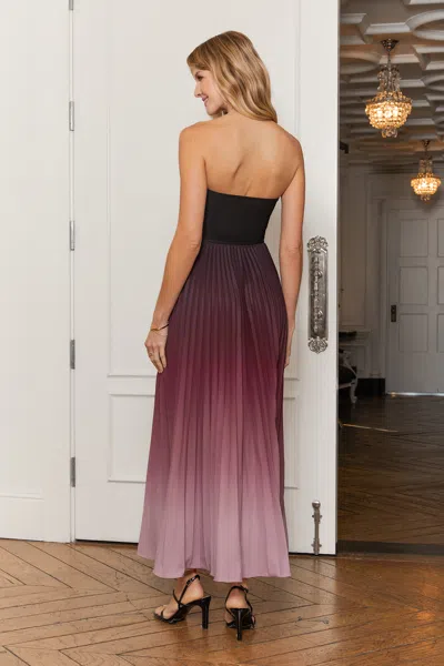 Cupshe Red Ombre Strapless Pleated Maxi Dress In Brown