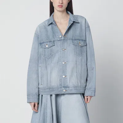 Balenciaga Collared Regular Jacket Long Sleeves Pockets In Blue