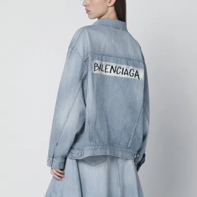 Balenciaga Collared Regular Jacket Long Sleeves Pockets In Blue
