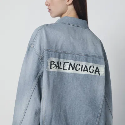 Balenciaga Collared Regular Jacket Long Sleeves Pockets In Blue
