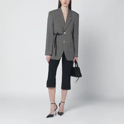 Balenciaga Vichy-pattern Jacket With Side Lace Detail In Gray