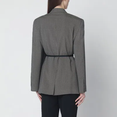 Balenciaga Vichy-pattern Jacket With Side Lace Detail In Gray