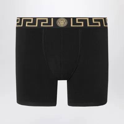 Versace Underpants Low Rise Trunk Stretch Bio Cotton Jers In Black
