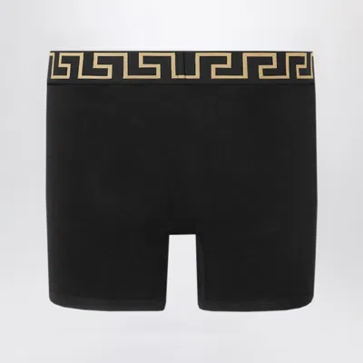 Versace Underpants Low Rise Trunk Stretch Bio Cotton Jers In Black
