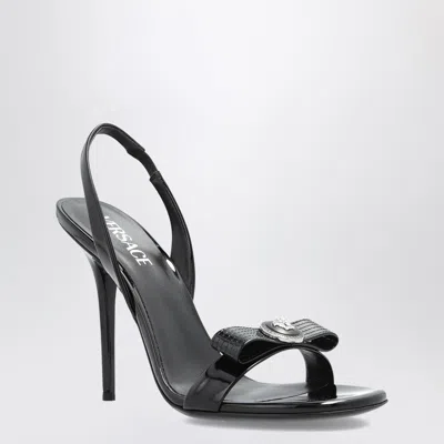 Versace Opera Embellished Patent-leather Slingback Sandals In Black