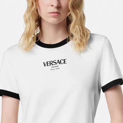 Versace Jersey T-shirt With Contrasting Beading In White