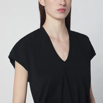 Dries Van Noten Black V-neck T-shirt In Black