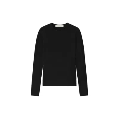 Essentials Black Soft Rib Long Sleeve T-shirt In Black