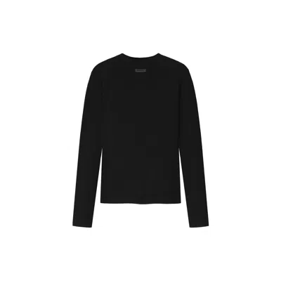 Essentials Black Soft Rib Long Sleeve T-shirt In Black
