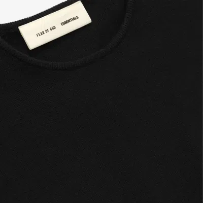 Essentials Black Soft Rib Long Sleeve T-shirt In Black