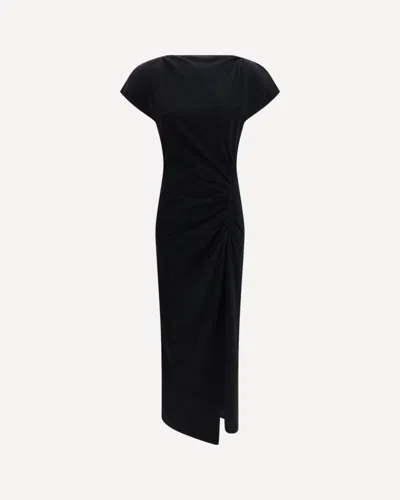 Isabel Marant Nadela Draped Midi Dress With Ruched Detail In Black