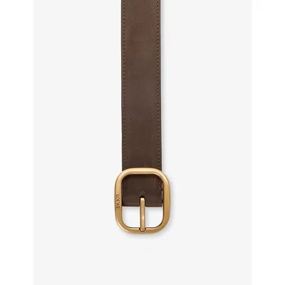 Loewe Leather Rounded-rectangle Belt In Brown