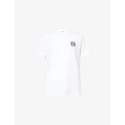 Loewe Two-tone Anagram Embroidery Cotton T-shirt Clothing In White