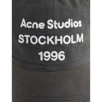 Acne Studios Womens Faded Black Carliy 1996 Embroidered Cotton Baseball Cap In Black
