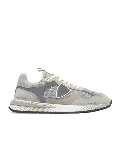 Philippe Model Mesh Panel Round Toe Rubber Sole Sneakers In Gray