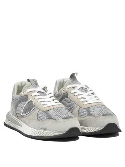 Philippe Model Mesh Panel Round Toe Rubber Sole Sneakers In Gray