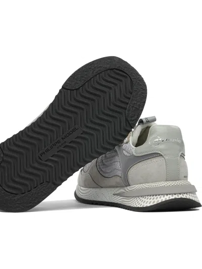Philippe Model Mesh Panel Round Toe Rubber Sole Sneakers In Gray