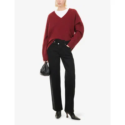 Agolde Arc Criss Cross Asymmetric Straight-leg Jeans In Black