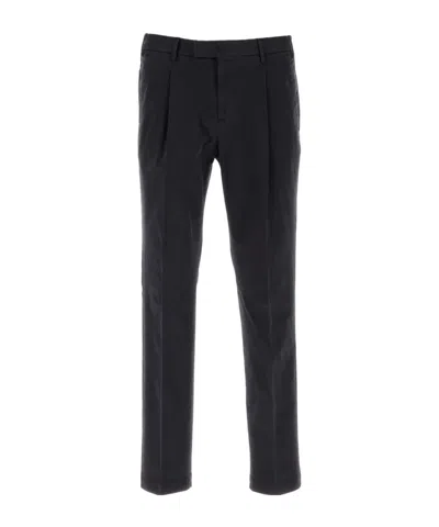 Pt Torino Stretch Cotton Trousers With Pockets And Loops In Black