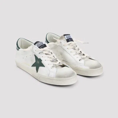 Golden Goose Super-star White Low Top Sneakers With Embossed Logo And Contrasting Heel Tab In Leather Man In Multi
