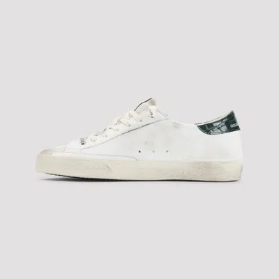 Golden Goose Super-star White Low Top Sneakers With Embossed Logo And Contrasting Heel Tab In Leather Man In Multi