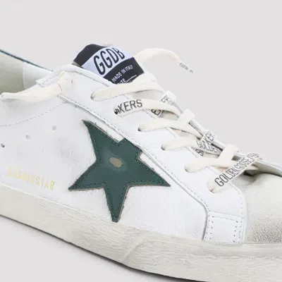 Golden Goose Super-star White Low Top Sneakers With Embossed Logo And Contrasting Heel Tab In Leather Man In Multi