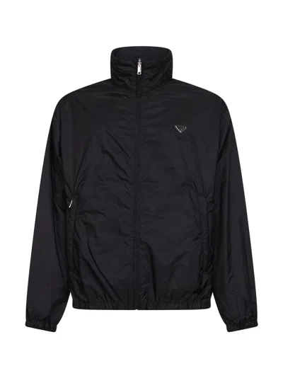 Prada Reversible Zip-up Jacket With Triangle-logo In Black