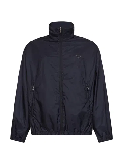Prada Reversible Zip-up Jacket With Triangle-logo In Black
