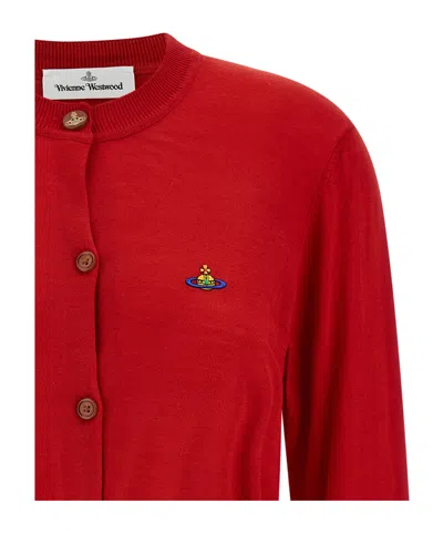 Vivienne Westwood Cropped Fitted Cardigan With Button-down Front In Red