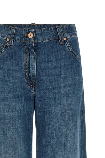 Brunello Cucinelli Women Wide Leg Jeans In Blue
