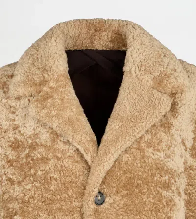 Tod's Button Shearling Coat In Brown