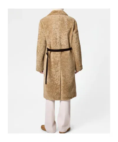 Tod's Button Shearling Coat In Brown