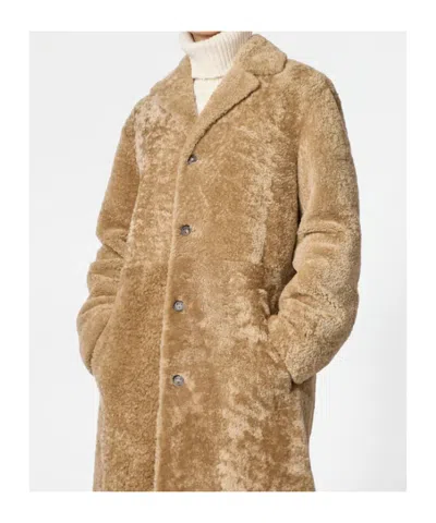 Tod's Button Shearling Coat In Brown