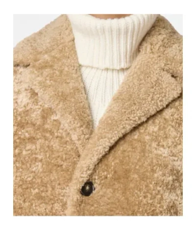 Tod's Button Shearling Coat In Brown
