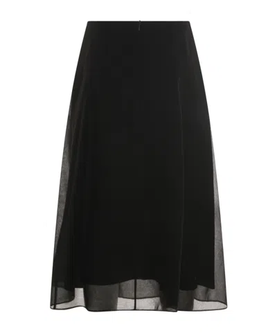 Brunello Cucinelli Sheer Panel A-line Skirt In Black