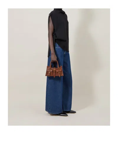 Mulberry Roxanne Brown Small Handbag With Adjustable And Removable Shoulder Strap And Two Front Pockets In Le