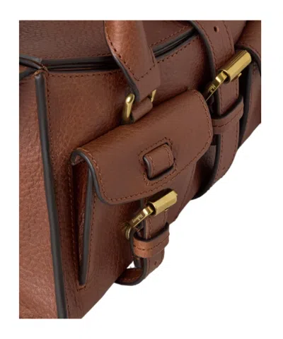Mulberry Roxanne Brown Small Handbag With Adjustable And Removable Shoulder Strap And Two Front Pockets In Le