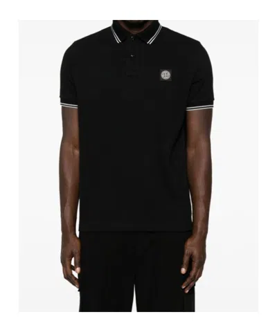 Stone Island Mens Black Brand-patch Regular-fit Stretch-cotton Polo Shirt Xl In Black