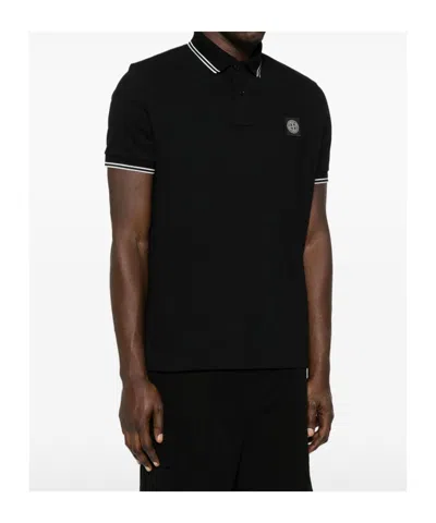 Stone Island Mens Black Brand-patch Regular-fit Stretch-cotton Polo Shirt Xl In Black